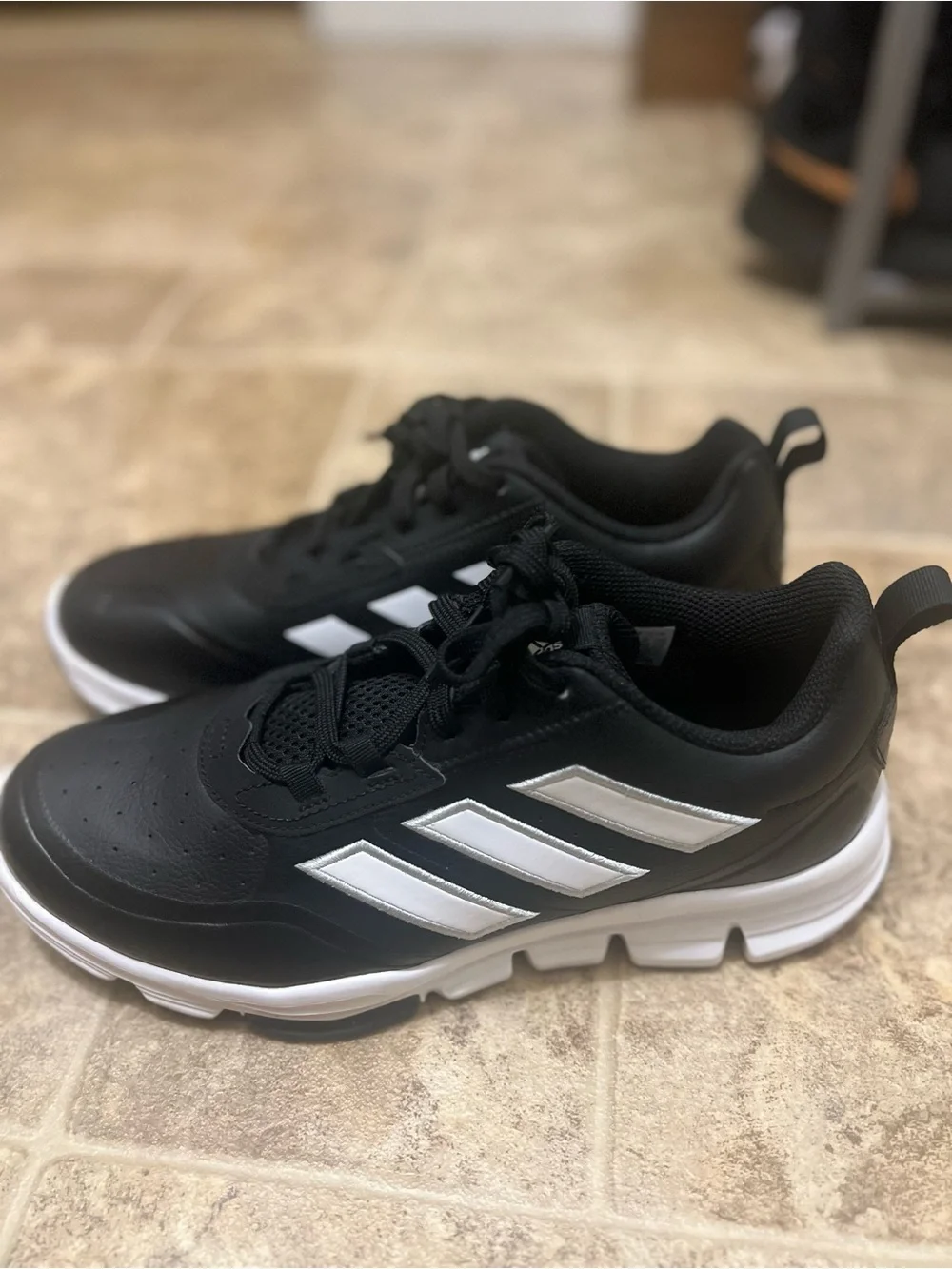 adidas men Black Sneakers with White Stripes
